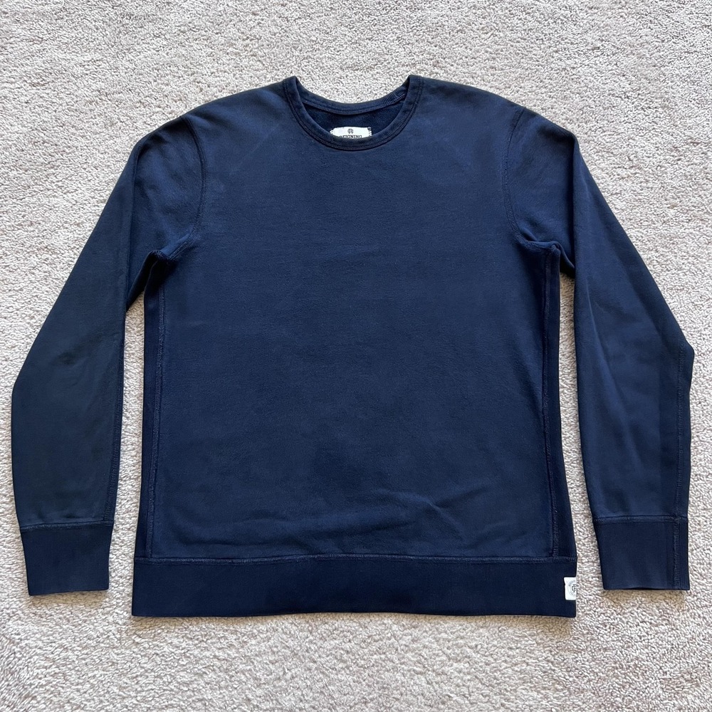 Reigning Champ Sweatshirt Mens Large Navy Fleece Crewneck Pullover Canada